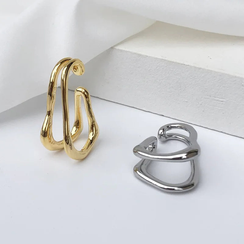 ETSY Hot Double-layer Ear Bone Clip Women Trendy Ear Clip Cuff Earrings Irregular Earmuffs No Pierced Earrings for Girls Gifts