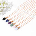 Colorful Natural Healing Crystal Natural Stone Amethyst Rose Quartz Pencil Hexagonal Column Necklace