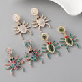 Wholesale Statement Gold Plated Spider Stud Earrings Bling Rhinestone Animal Jewelry Weddings Parties Featuring Pearl Main Stone