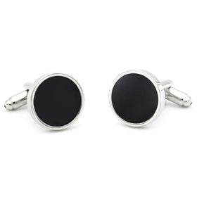 Best Selling Stock Round Black Enamel Classic Cufflinks for Men