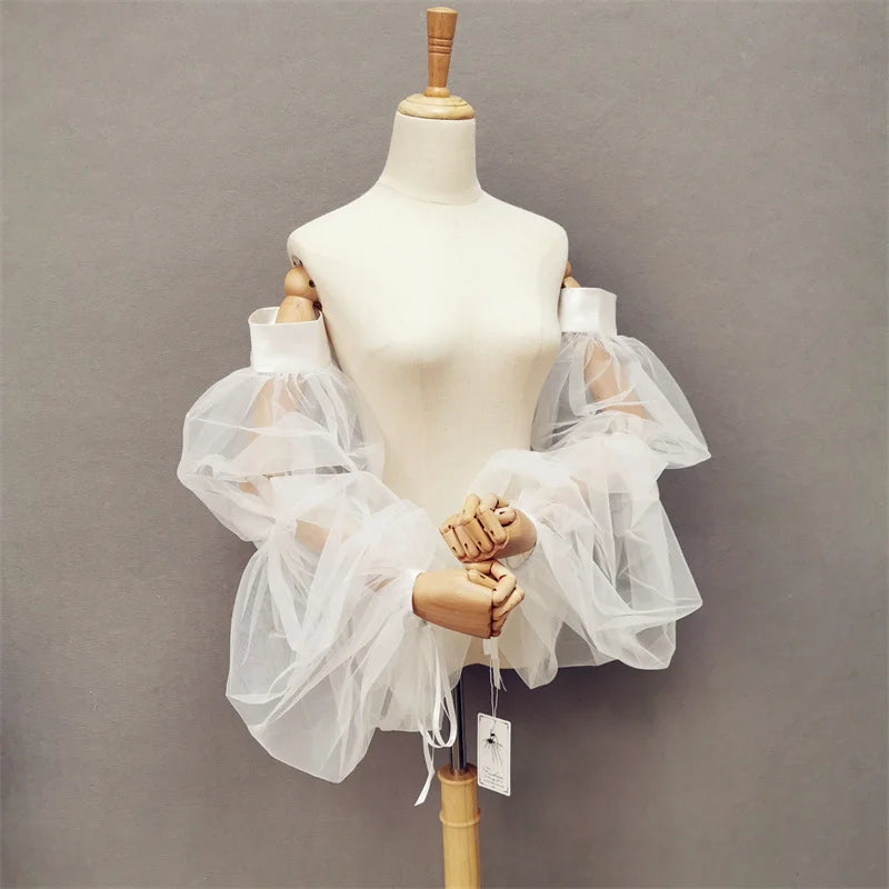 Ivory Tulle Elegant Detachable Sleeve/top for Wedding Dress Accessories
