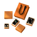Luxury Orange Jewelry Necklace Earrings Box Paper Ring Gift Storage Paper Cardboard Box with Lid and Black Insert