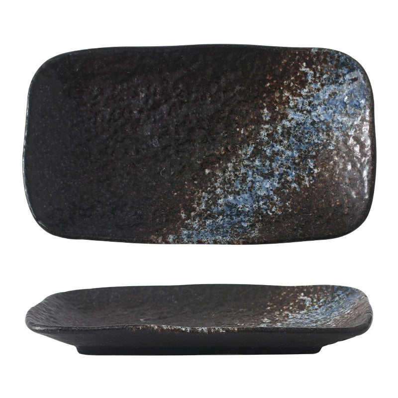 Wholesale Modern Rectangular Ceramic Japanese Sushi Plates Porcelain Dinner Dishes with Pattern for Home Use or Restaurant
