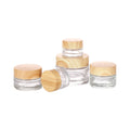 Cosmetics Wood Cap Frosted Glass Face Cream Jar 5-100g Capacity Silk Screen Printed