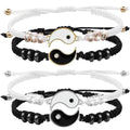 Risingmoon Customize 2pcs/set Friendship Adjustable Bracelets Yin Yang Couple Handmade Braided Rope Tai Chi Charm Bracelets