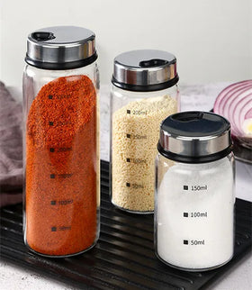 Wholesale Pepper Seal Spice Jar Round Shape clear Glass Spice Jar Spice Seasoning Condiment Box