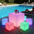 Modern Waterproof Outdoor RGB Color-Changing 3D LED Glowing Cube Bar and Lounge Furniture-Illuminated Dice Chair