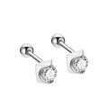 Fashion Stud 925 Sterling Silver Geometric Round CZ Diamond Simple Screw Back Earrings Set for Women Fine Jewelry