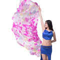 210*110cm Handmade Multicolored Tie-Dye 100% Silk Long Veil Scarf for Oriental Belly Dancing Daily Training Dancewear Prop