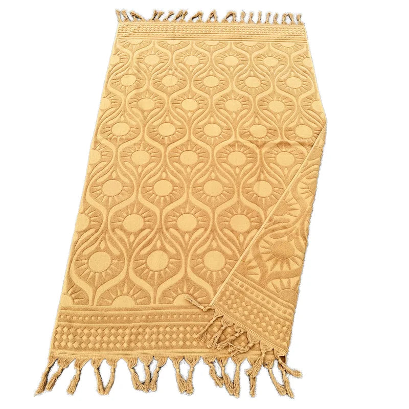Super Absorbent Cotton Beach Towel Low MOQ Natural Raw Materials Embossed Jacquard  Beach Towel Beach Towel