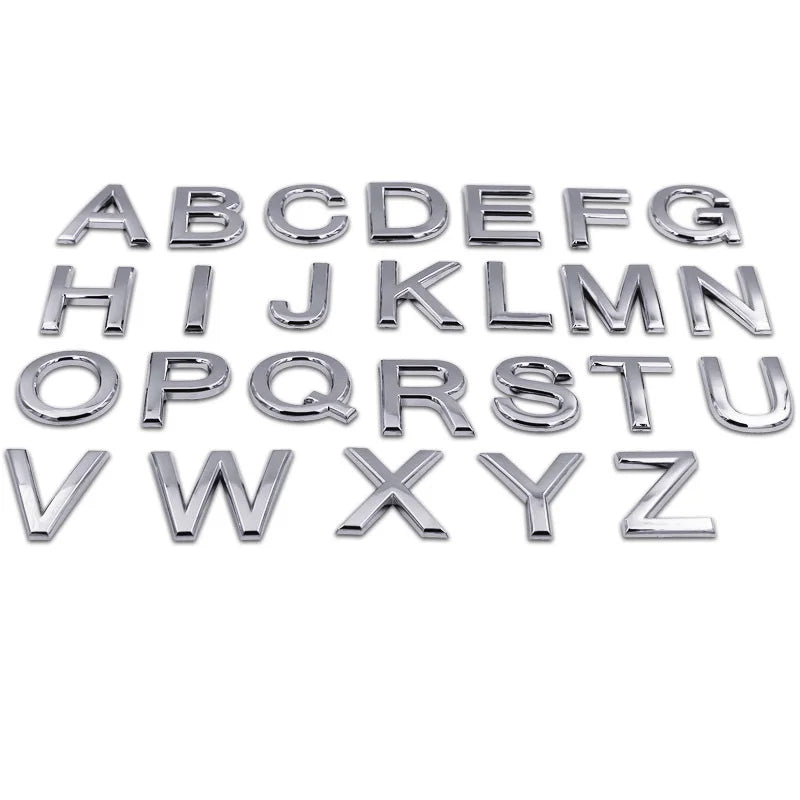 Custom logo Abs 3d Letter Car Emblem A-Z Self-adhesive Car Badge Sticker