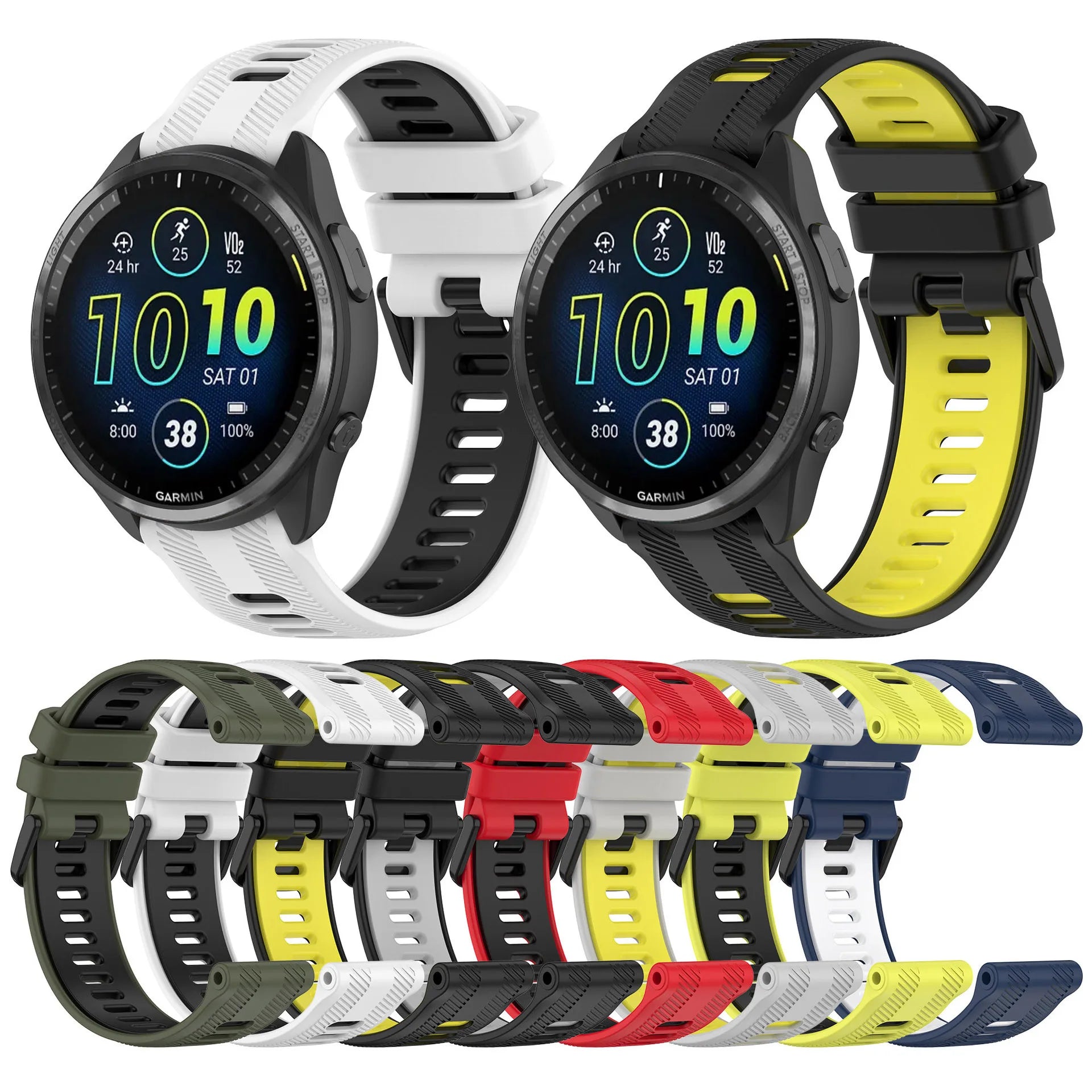 IVANHOE Two-tone Silicone Strap for Garmin Forerunner 965 955 Solar 945 935 745 22mm Watch Band Replacement Wristband Bracelet