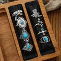 Retro Western Cowboy Style Jewelry Set Rings Turquoise Cactus Multi-element Fashion Jewelry Rings Wholesale