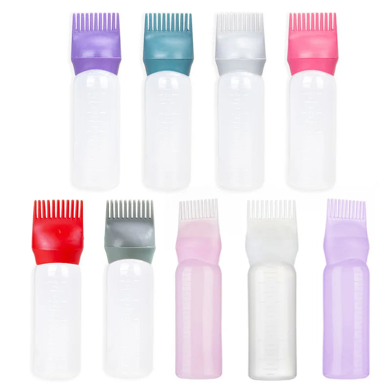 Wholesale 6 oz Hair Oil Dispensing Salon Coloring Dye Comb Applicator Empty Squeeze Plastic Bottle with Measurement