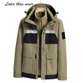 Men's Winter Cargo Jacket New Urban Fashion Color Blocked Windproof Seam Heated Fleece Inner Ski Jacket  Zipper Outdoor Skiing