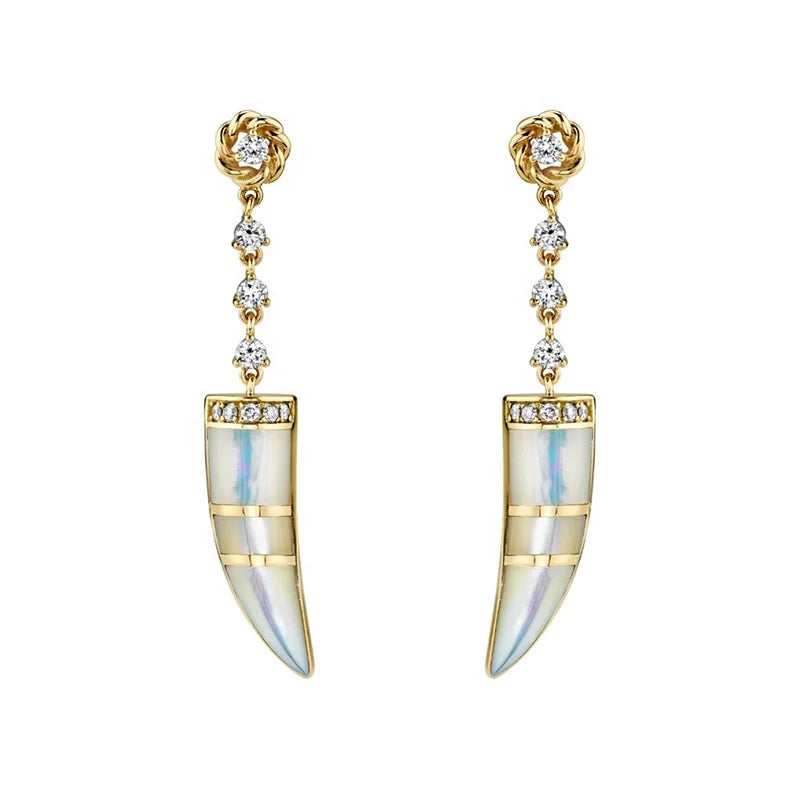 2021 Bohemia Jewelry 925 Silver Drop Dangle Mother of Pearl Hornearrings Women