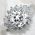CAOSHI Customable Geometric Design Round Multi Color Big Crystal Rings for Women Trend Party Fashion Jewelry Silver Plated Rings