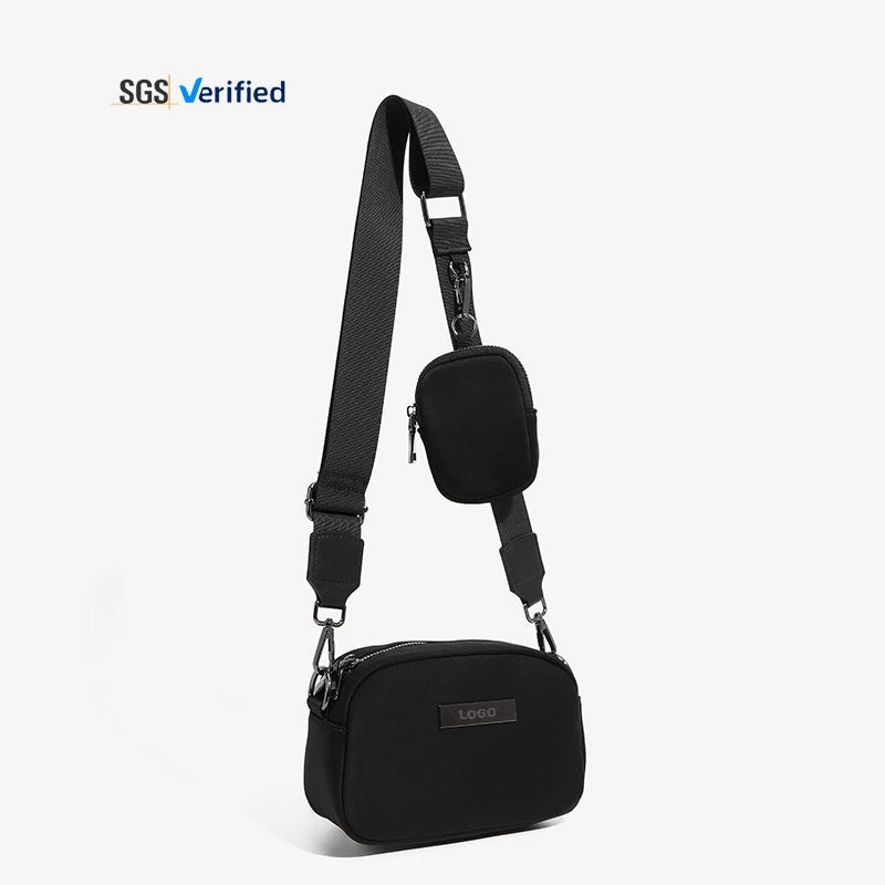 Square Leather Box Sling Bag Men Sling Crossbody Bag Mens Shoulder Leather Bags with Small Pouch