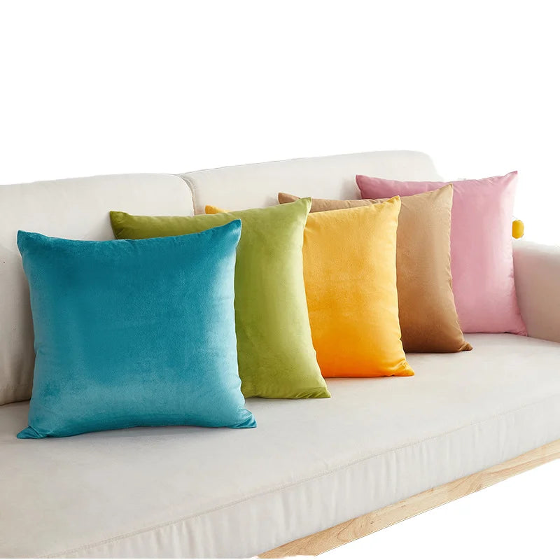Luxury Multicolor Velvet Cushion Covers Woven Plain Square Soft Throw Pillow for Home and Hotel Use