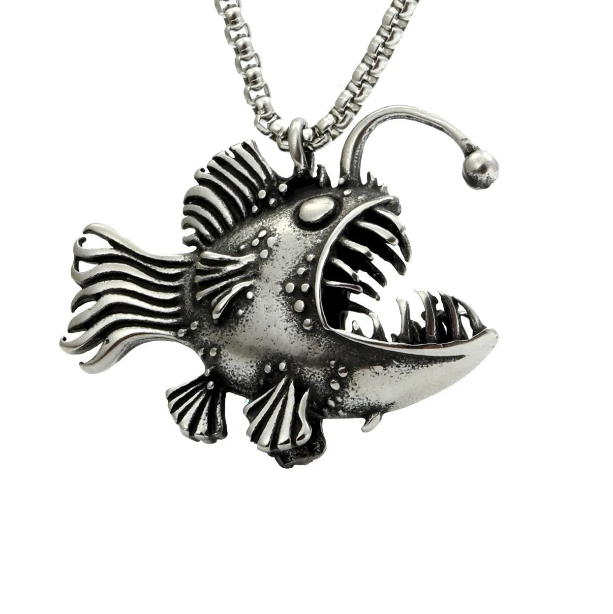New 3D Stainless Steel Fish Pendant Retro Pendant Men's Titanium Pendant Jewelry Necklace for Man