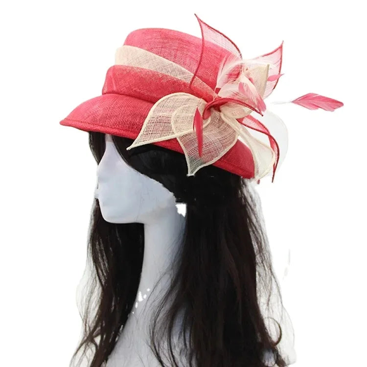 Fashion Women Ladies woman Sinamay Wide Brim UV protection Sun Hat Kentucky for Church Elegant Fancy Women Derby Formal Hats