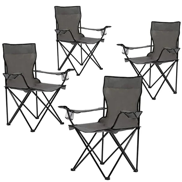 Woqi Outdoor Camping Folding Beach Chair with Carry Bag Garden Chair for Park Metal Material