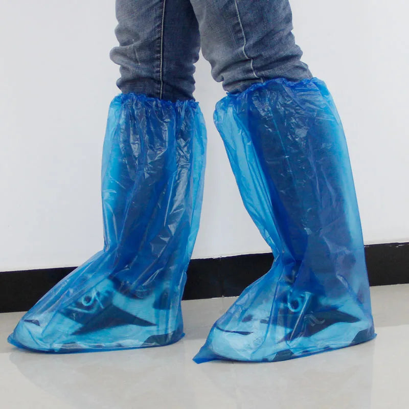 Disposable Plastic Pe Long Shoe Cover Long Waterproof Boots Cover With Elastic
