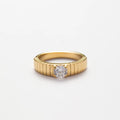New Waterproof Jewelry 18k Gold Plated Striped Couple Finger Rings Stainless Steel Cubic Zirconia Rings for Women YF3093