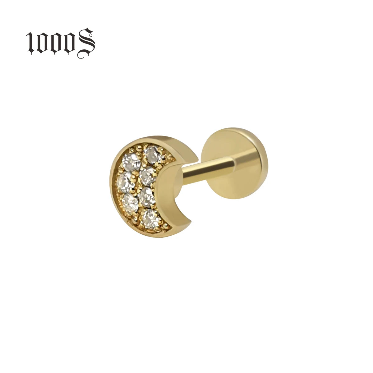 1000S Fine Jewelry 14k Yellow Gold Moon Earring 14k Real Gold With Diamonds Earrings Lower Price  Jewelry  for Lady Gift