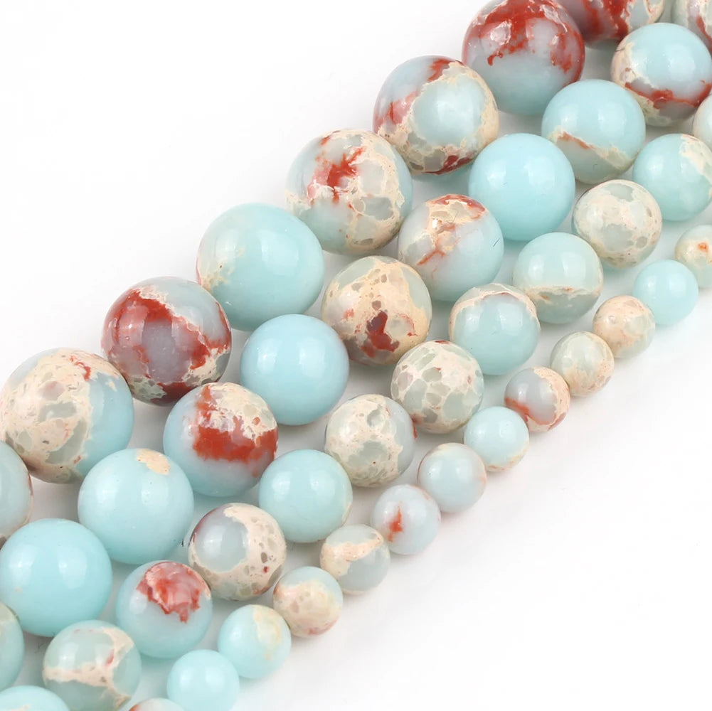 Popular Shoushan Snakeskin Jasper Stone Beads 4/6/8/10/12MM round Light Blue for Jewelry Making