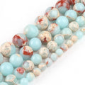 Popular Shoushan Snakeskin Jasper Stone Beads 4/6/8/10/12MM round Light Blue for Jewelry Making