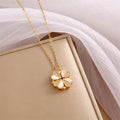 Hot Sale Stainless Steelwomen Light Luxury Openable Design Zircon Shell Necklace Love Clover Necklace