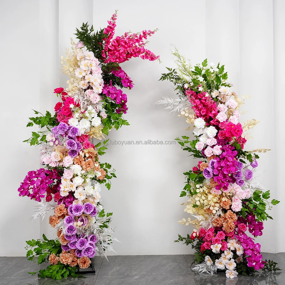 S06 Floral Arch Horn Artificial Peony Hydrangea Rose Arch Flower Arrangement Lilac Hydrangeas Flower Runner Flower Arch for Wed