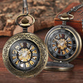 Steampunk Automatic Mechanical Skeleton Pocket Watches Men Women Retro Luxury Brand Hand Wind Necklace Pocket &amp; Fob Chain