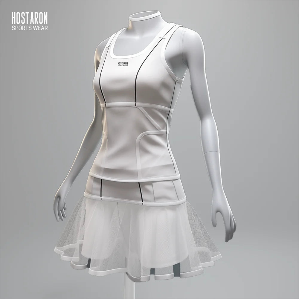 HOSTARON Tennis Cloth Women's Leisure Pockets Tennis Pickleball Skirt Golf Polo Shirt Casual Dresses Gym Fitness Tennis Set
