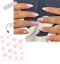 24 Pcs French Pink-White Gradient Pentagram Press on Nails Artificial Fingernails False Nails 3295