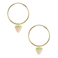 Milskye Lovely pink Enamel Silver Fruit Jewelry Sterling Silver Gold-plated Strawberry Drop Earrings