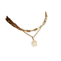 Set Chain Layered Necklace Rectangular Overlapping Necklace Gold-plated Pendant