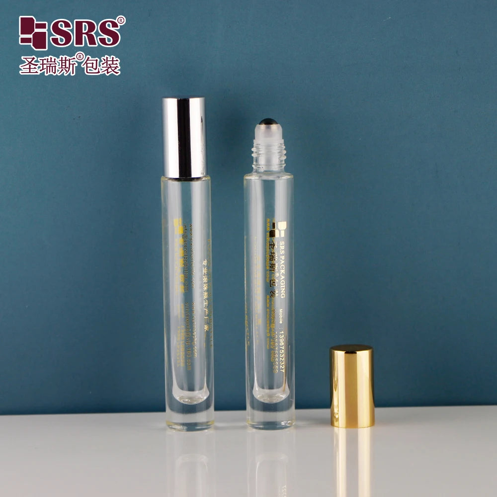 Thick Glass Round Essential Oil Bottles Roll on 10ml Nail Care Roll on Glass With Screw Cap