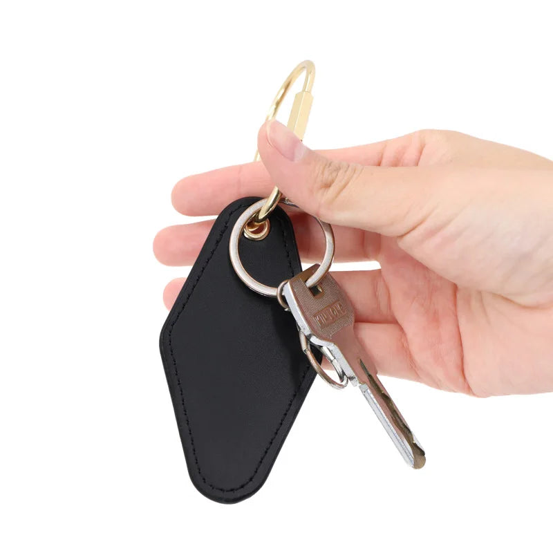 YY Diamond Shape PU Leather Keychain Initials Modern Key Rings Motel Retro Keychain Key Tag