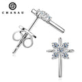 Factory Directly Daily S925 Round Cut Sterling Silver 1.5mm D Color Moissanite Cross Mini Four Leaf Clover Earrings for Women