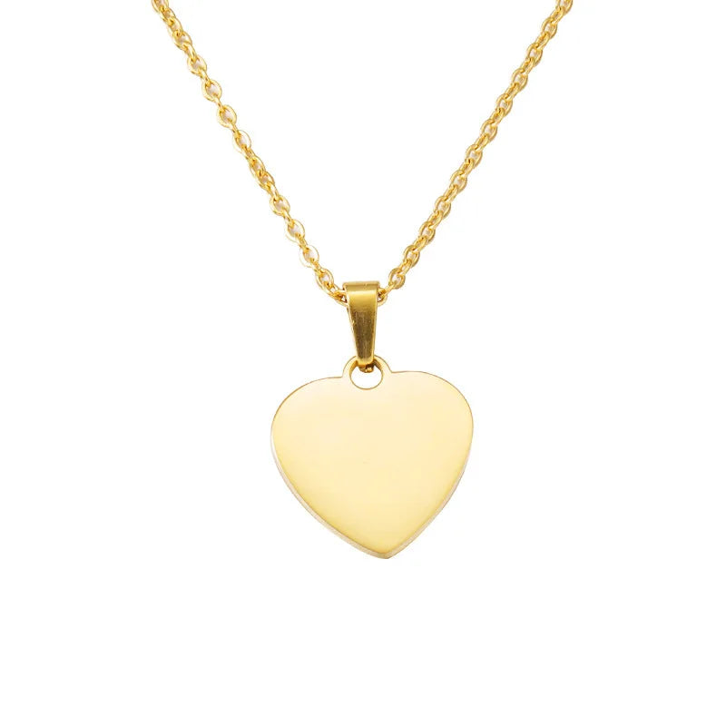 Hot Selling Customization Name Blank Necklace Stainless Steel Heart Necklace Word Letter Message Engraved Necklace Wholesale
