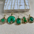 Ice Cube Jade Necklace in Real Gold 18k Gold Plated Jade love Heart Knot Necklace Rope Link Chain for Man Women