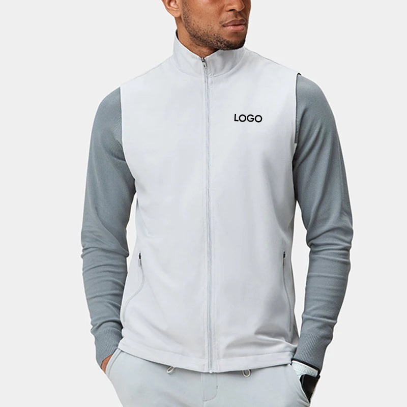 OEM Custom Logo Utility 100% Polyester Men Solid Color Sport Stretch Wind Reversible Outerwear Gilet Golf Vest