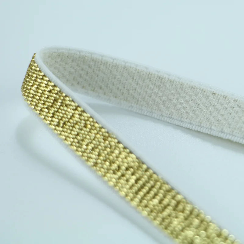 Stock 1 CM 1.5 CM Gold Silver Lurex  Elastic Band for Garment Custom Elastic Band