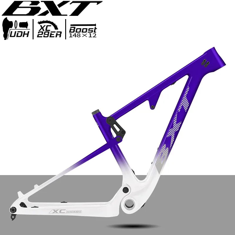 BXT MTB Carbon Frame T700+T800 Full Suspension 29er Travel 100mm Disc Brake 160mm Boost Type