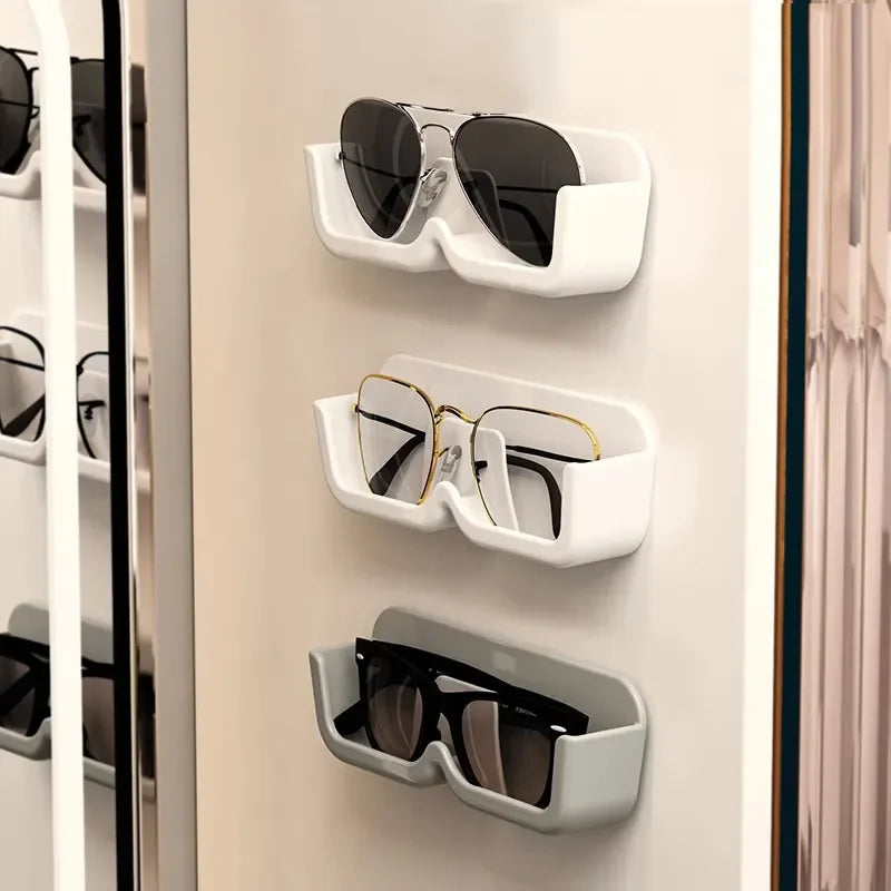 Self Adhesive Glasses Holder Wall Mount Fashion Sunglasses Show Rack for Bedroom Study Cloakroom Wardrobe Glasses Organizer Box