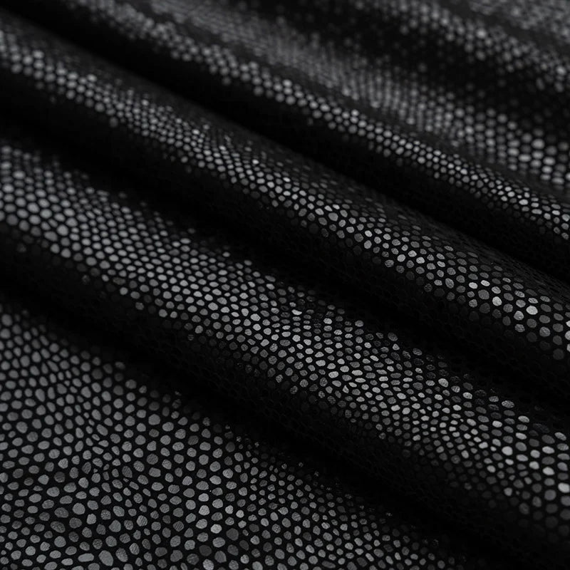 PFAS FREE Custom Printed Polka Dot Shiny Leather Fabric 4 Way Stretch Spandex Elastic PU Faux Knitted Backing for Garments