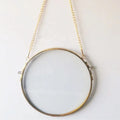 Round Shape Copper Glass Frame Double Sided Clear Glass Gold Color Hanging Floating Picture Frame with Chain for Home Decoration