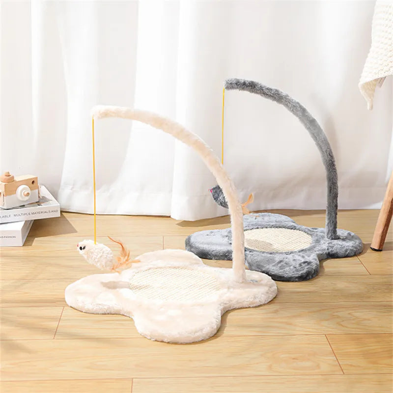 Sisal Cat Scratch Board Plush Mouse Cat Toy Interactive Pet Kitten Grinding Paws Toys for Cats Scratching Board Mat